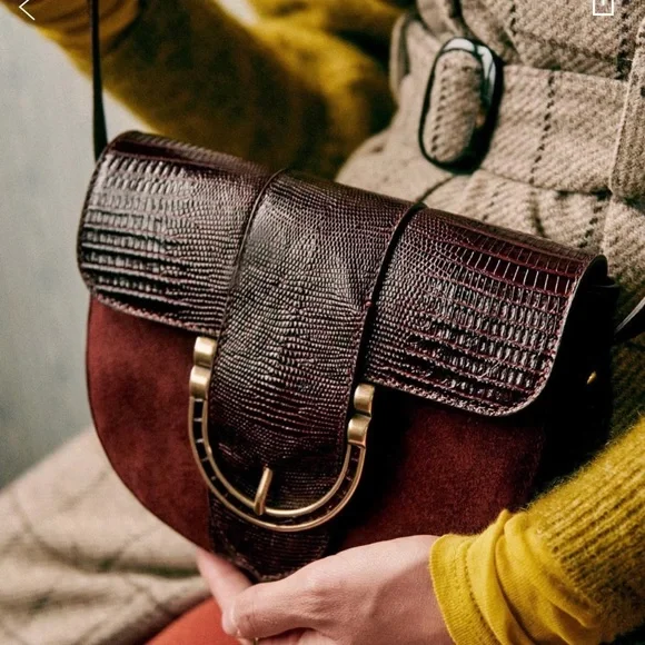 NEW in Box Sézane T Bag Bordeaux Leather handbag - Picture 3 of 6